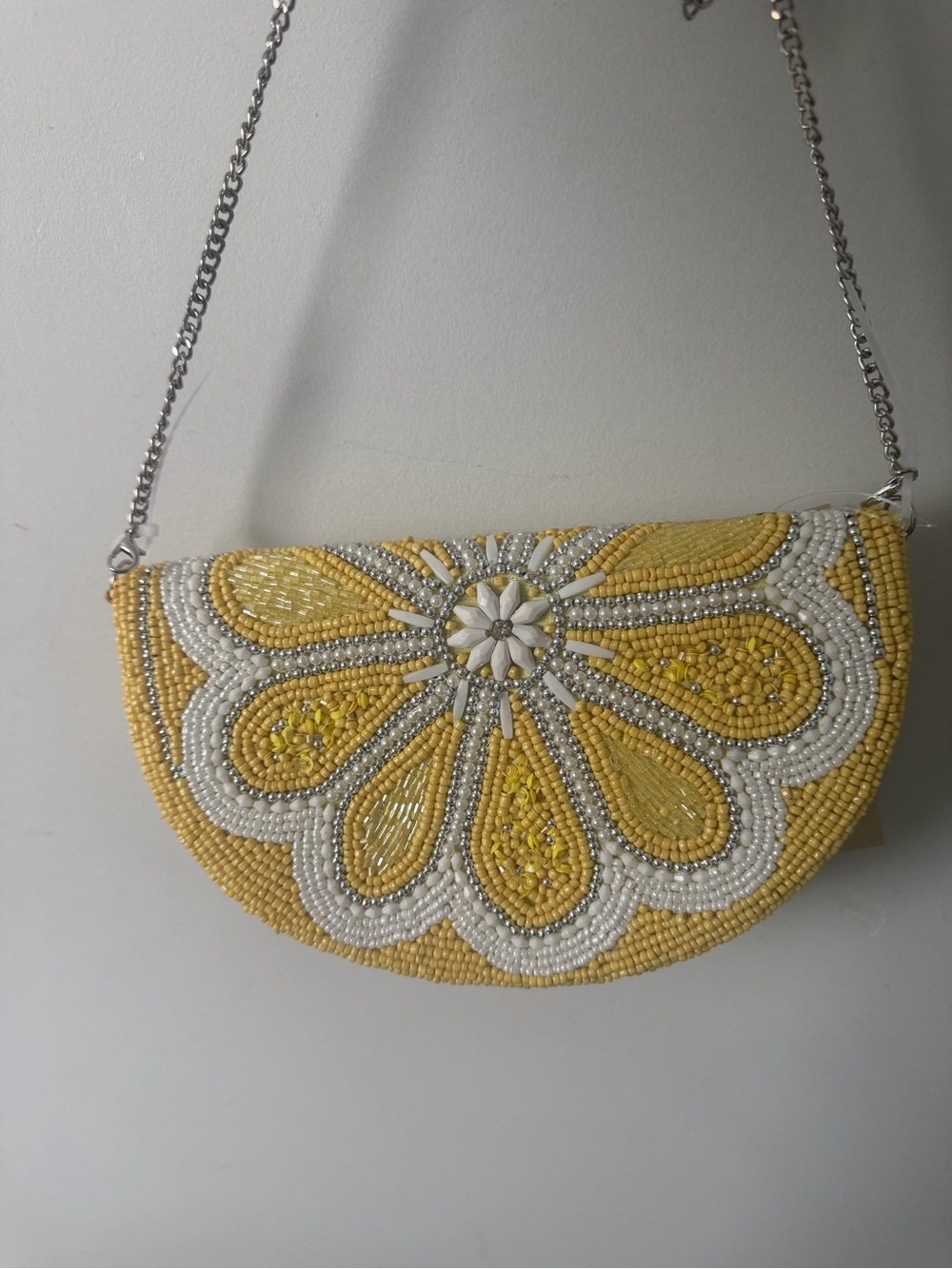 Beaded Yellow Daisy Clutch Shoulder Bag